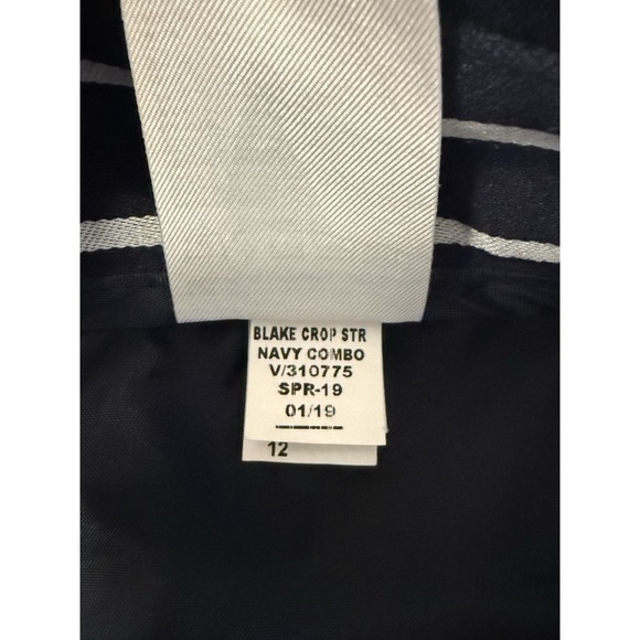 Banana Republic Blake Wide Leg Crop Pants Navy White Stripe Nautical Preppy 12 - Picture 11 of 16